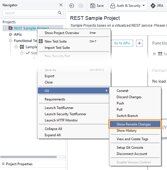 Git integration: Show Remote Changes command in context menu
