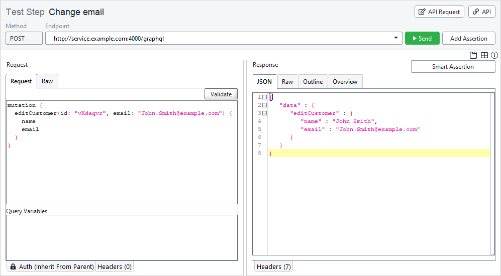 Testing GraphQL in ReadyAPI: Specifying a mutation