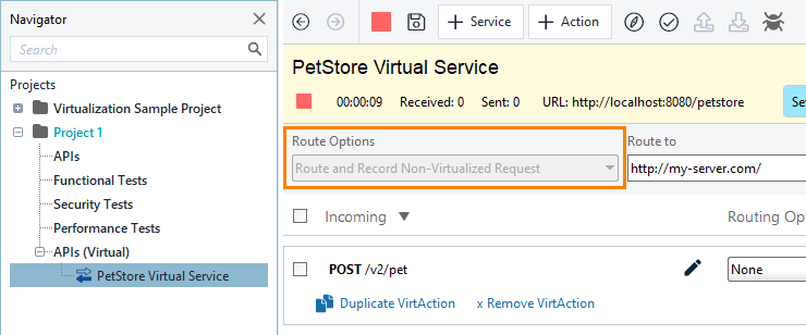 Service virtualization and API testing: Service properties pre-configured for recording Service virtualization and API testing: Service properties pre-configured for recording