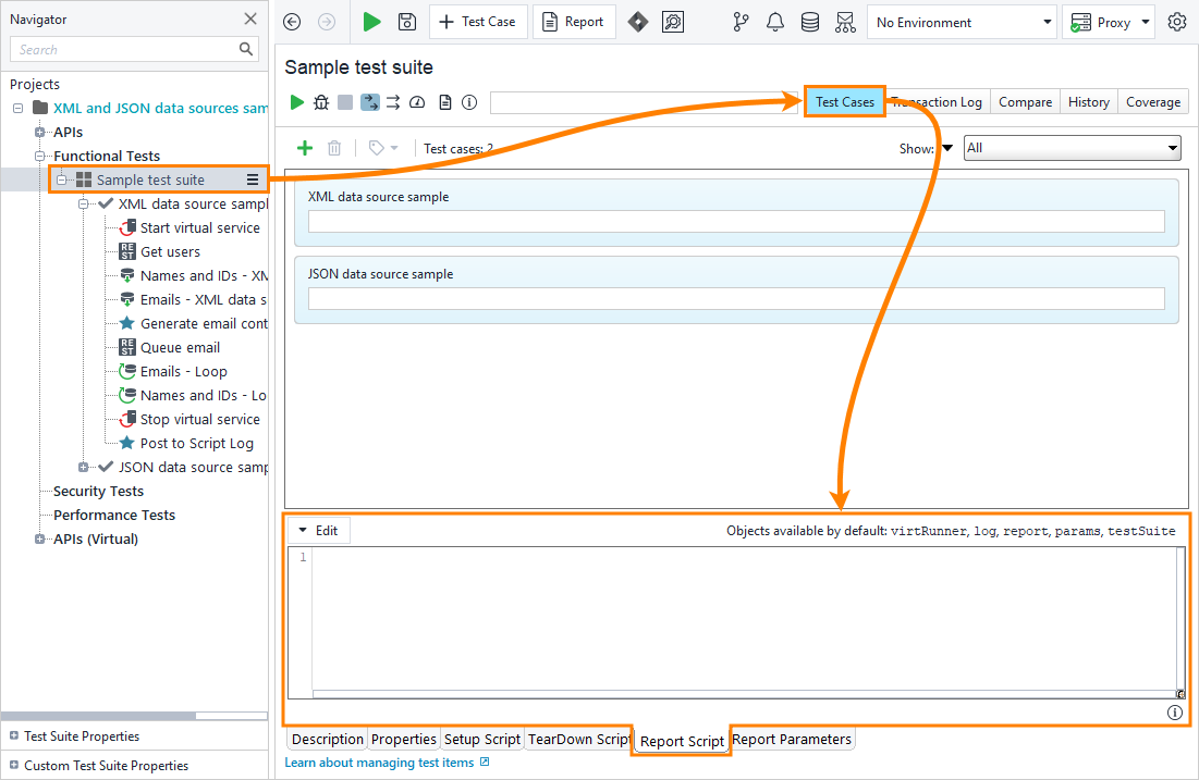 Test suite-level report editors Test suite-level report editors