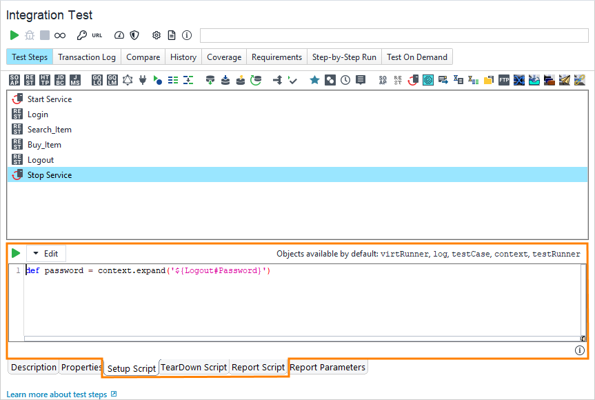The script editor The script editor