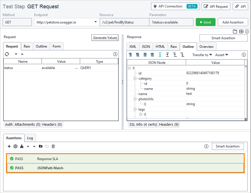 Assertion results Assertion results