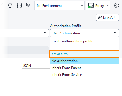 Authentication to Kafka: Select profile