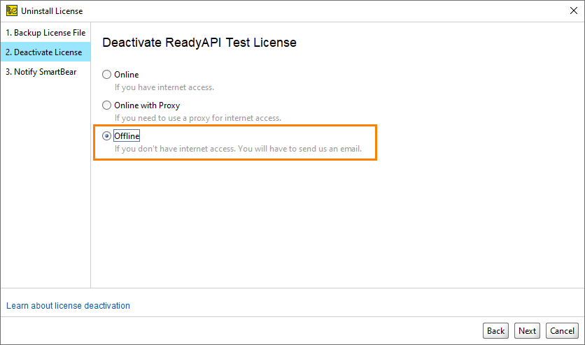 Select offline deactivation