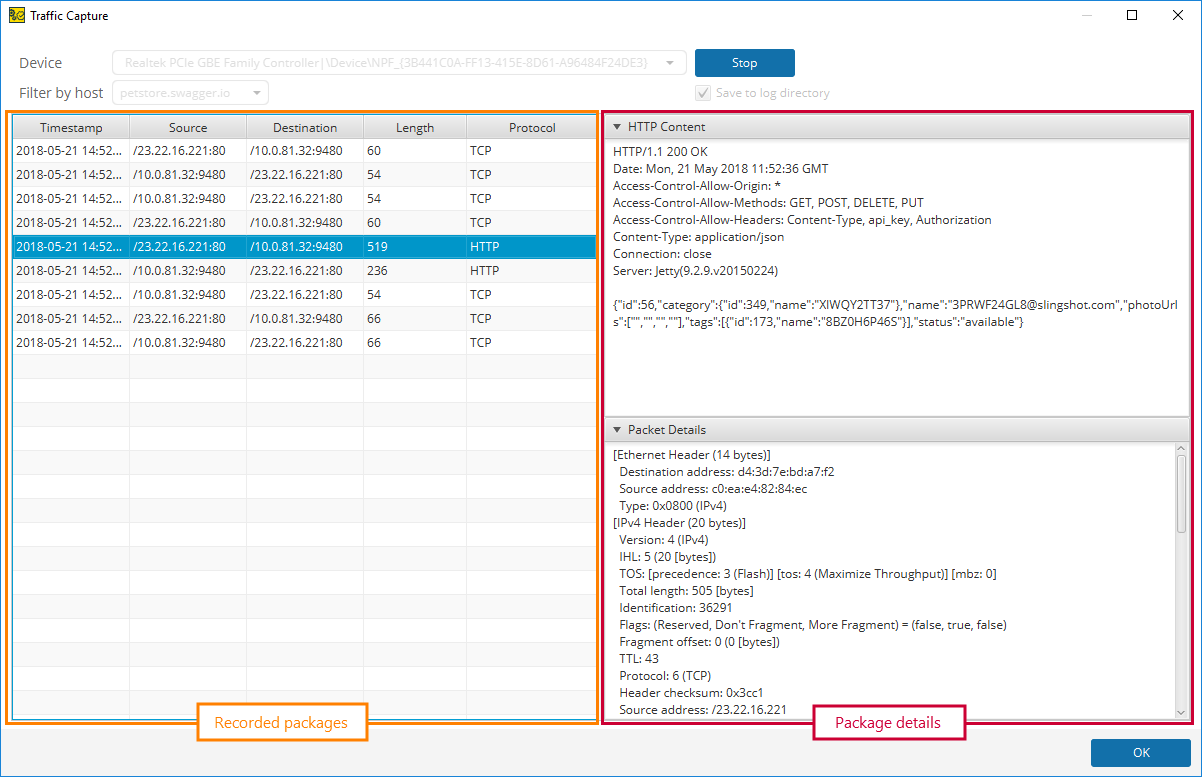 Capturing traffic in ReadyAPI: Captured traffic Capturing traffic in ReadyAPI: Captured traffic