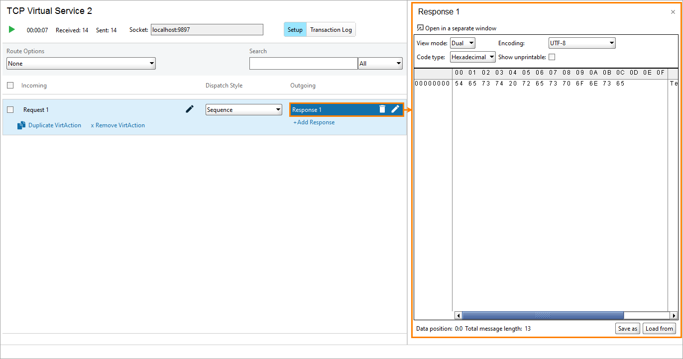 Service virtualization and API testing: Properties of outgoing messages (responses)