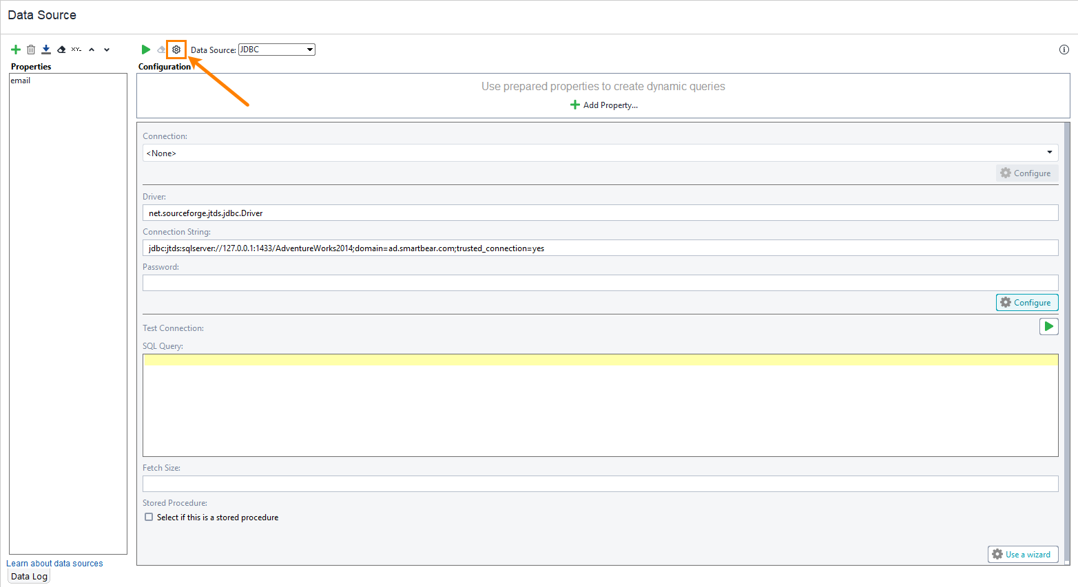 ReadyAPI: Opening the data source test step options