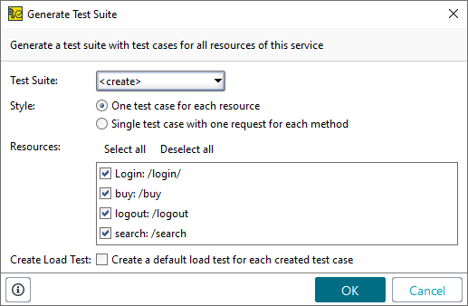 Generate TestSuite dialog