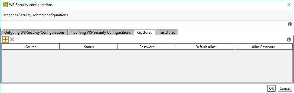The Add Keystore button