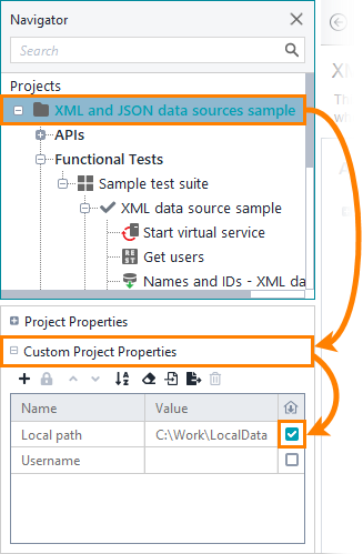 Custom project properties: Select properties to be excluded