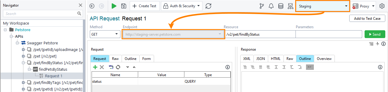 Testing REST APIs in ReadyAPI: Set endpoins with environments