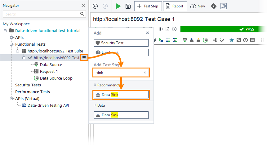 ReadyAPI: Adding the data sink test step ReadyAPI: Adding the data sink test step