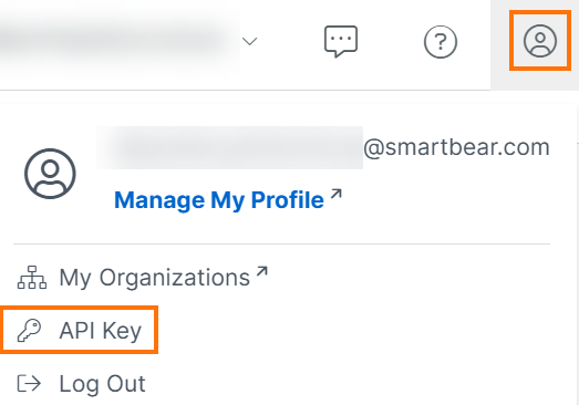 Open Swagger Studio API Key Settings Swagger Studio user profile menu showing the API Key option.