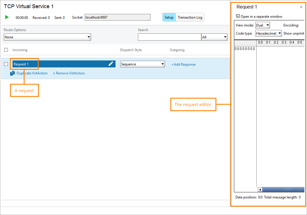 The TCP request and its editor The TCP request and its editor