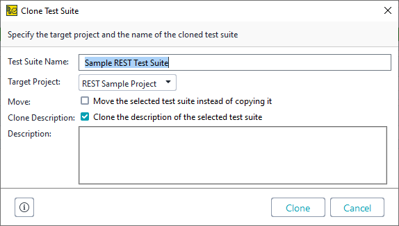 Clone Test Suite dialog Clone Test Suite dialog