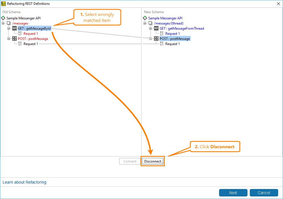 REST refactoring:­ Disconnecting items