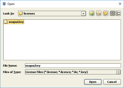 Selecting the license file