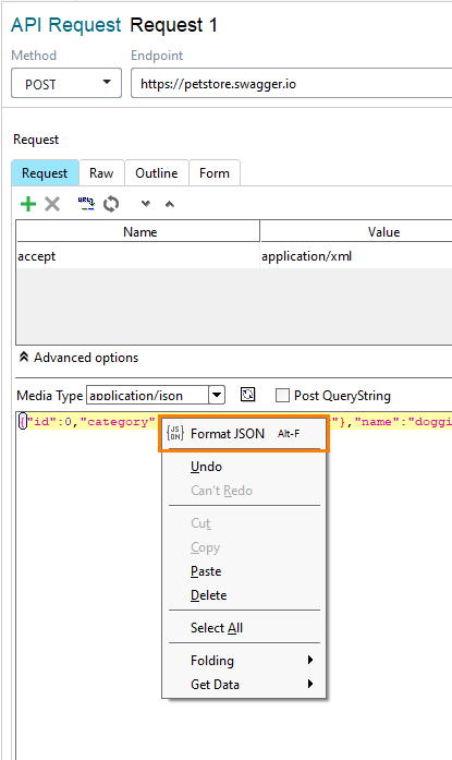 Pretty print JSON payload