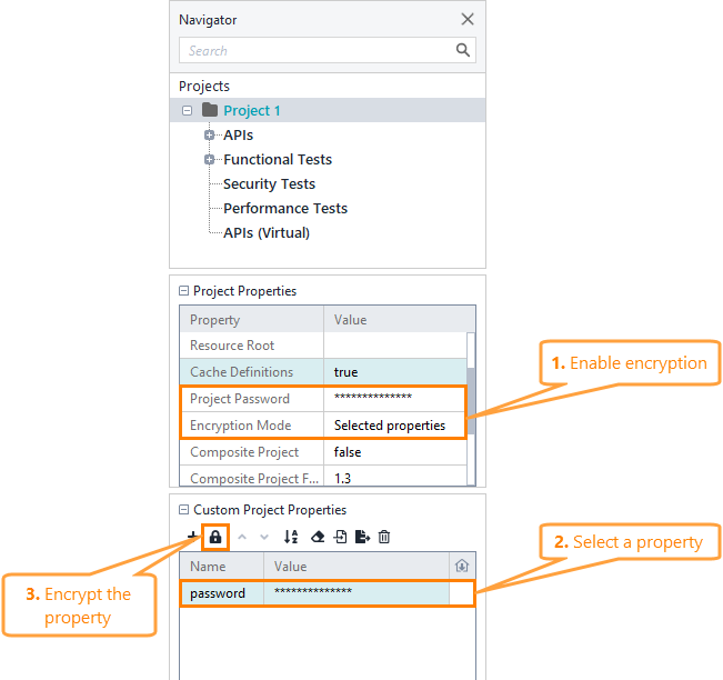 Custom project properties: Encrypt a property