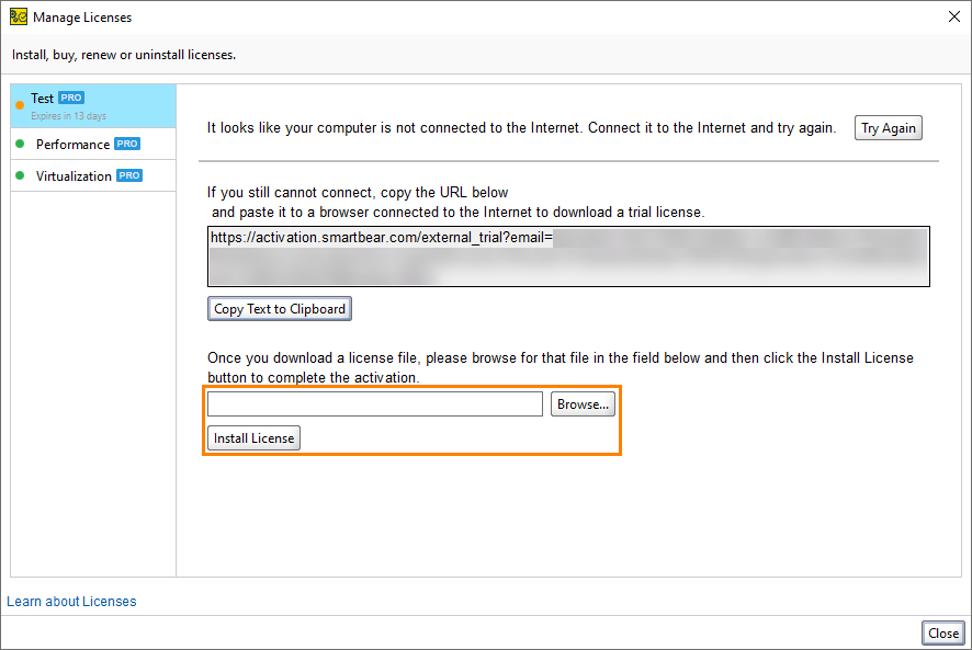 API testing with ReadyAPI: Install the license offline