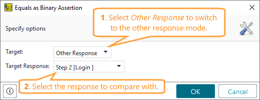 ReadyAPI: Configuring the Equals Binary assertion for matching with another response ReadyAPI: Configuring the Equals Binary assertion for matching with another response