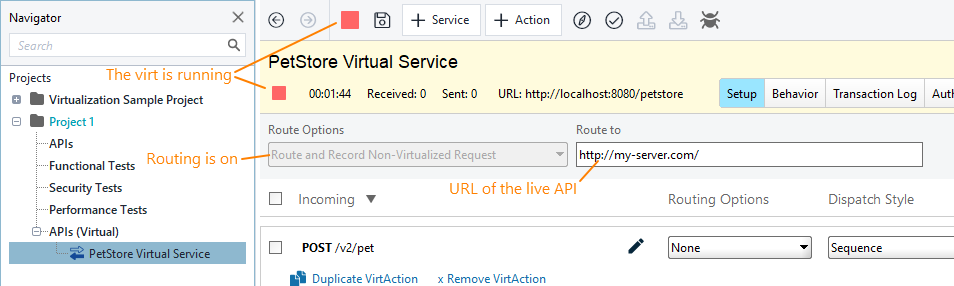 Service virtualization and API testing: Running virtual service for recording Service virtualization and API testing: Running virtual service for recording