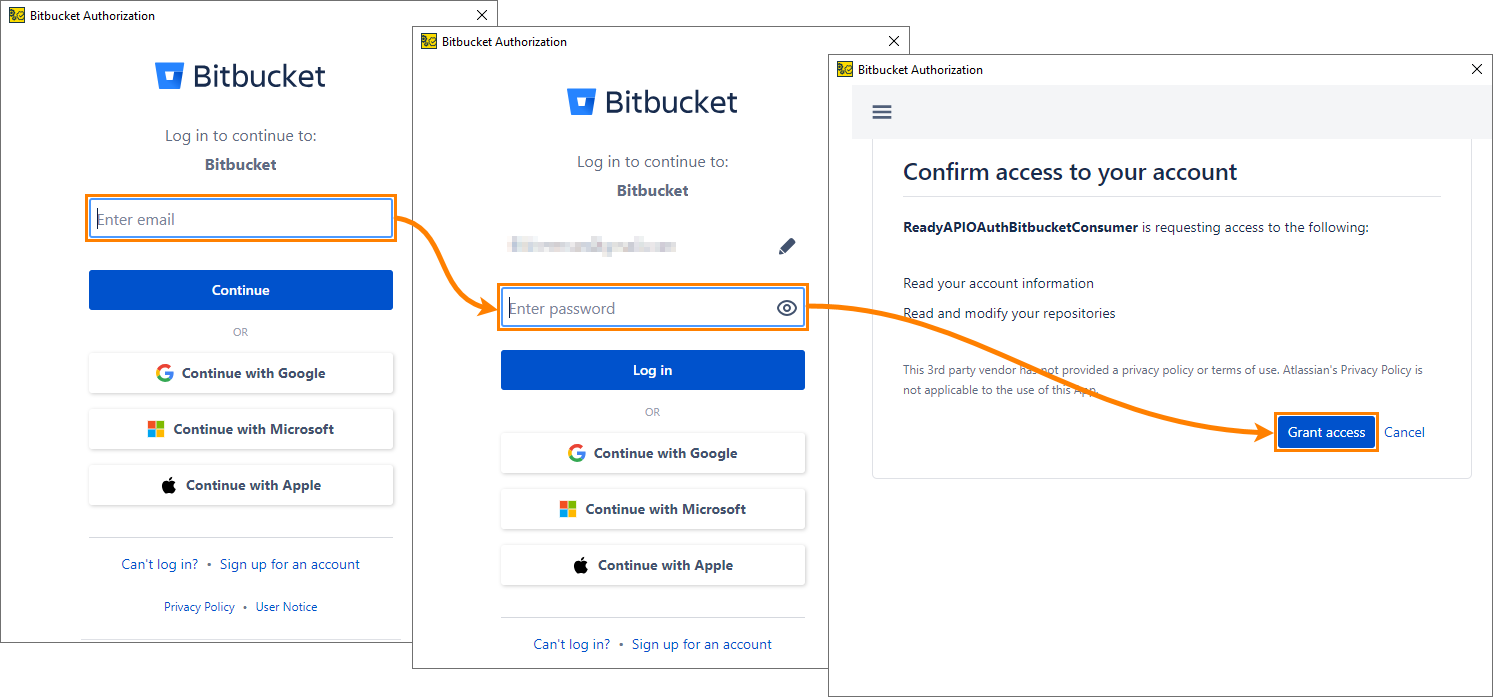 Add a Git account: Bitbucket Cloud authorization flow