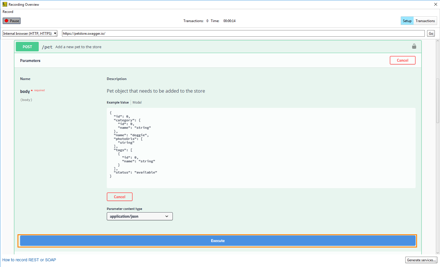 Sending the request to the record Sending the request to the record