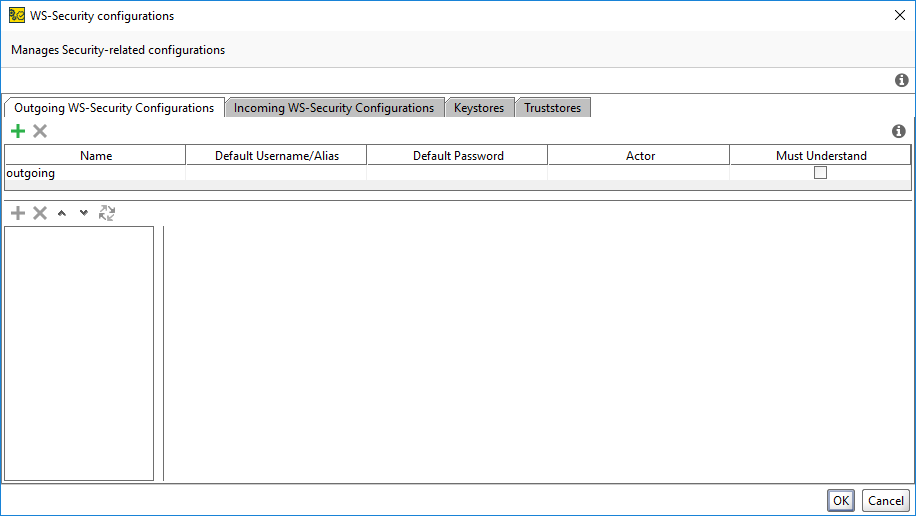 SOAP API testing: The WS-Security configuration dialog
