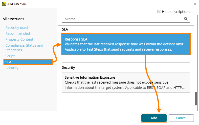 ReadyAPI: The Add Assertion dialog ReadyAPI: The Add Assertion dialog