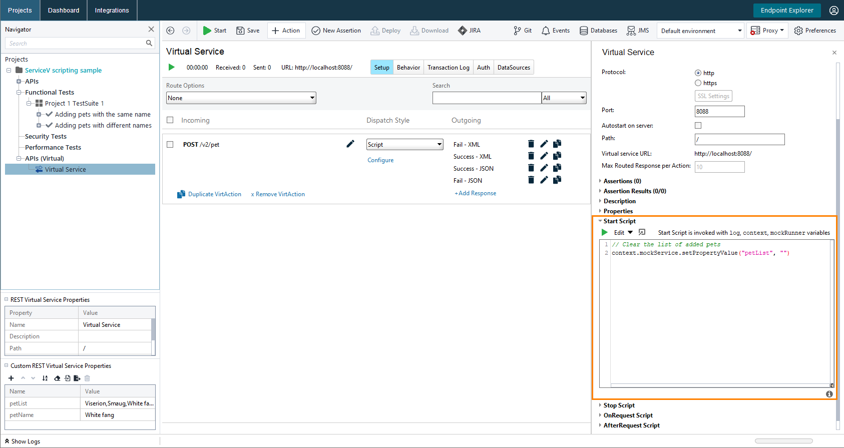 Scripting in ReadyAPI Virtualization: Service functioning scripts