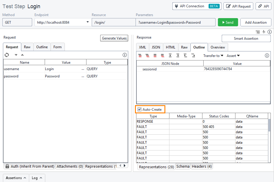 ReadyAPI: The Representations panel