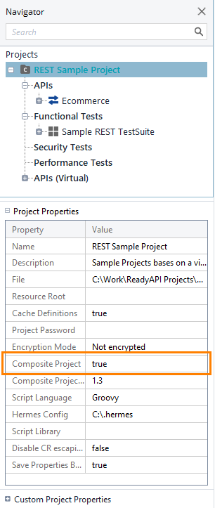 Teamwork in ReadyAPI: Enable composite project