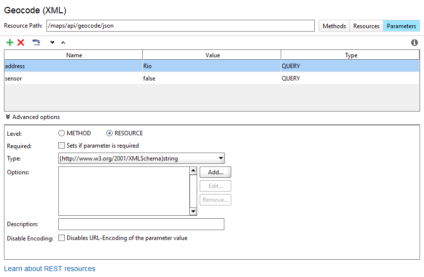 REST Resource Parameters