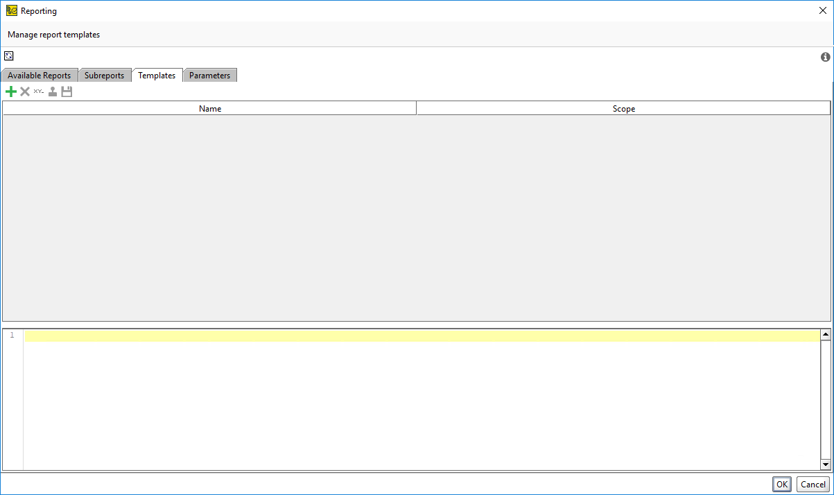 ReadyAPI: The Templates tab of the Reporting window ReadyAPI: The Templates tab of the Reporting window