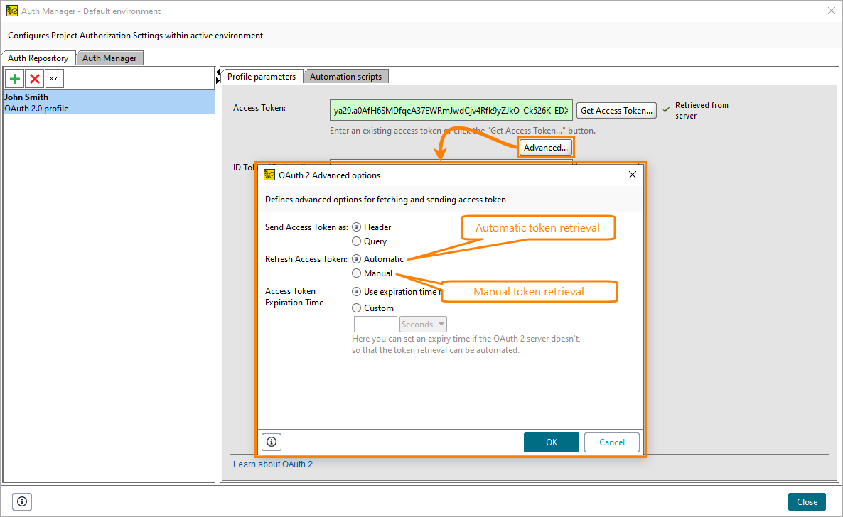 OAuth 2.0 Advanced options: Automatic token update