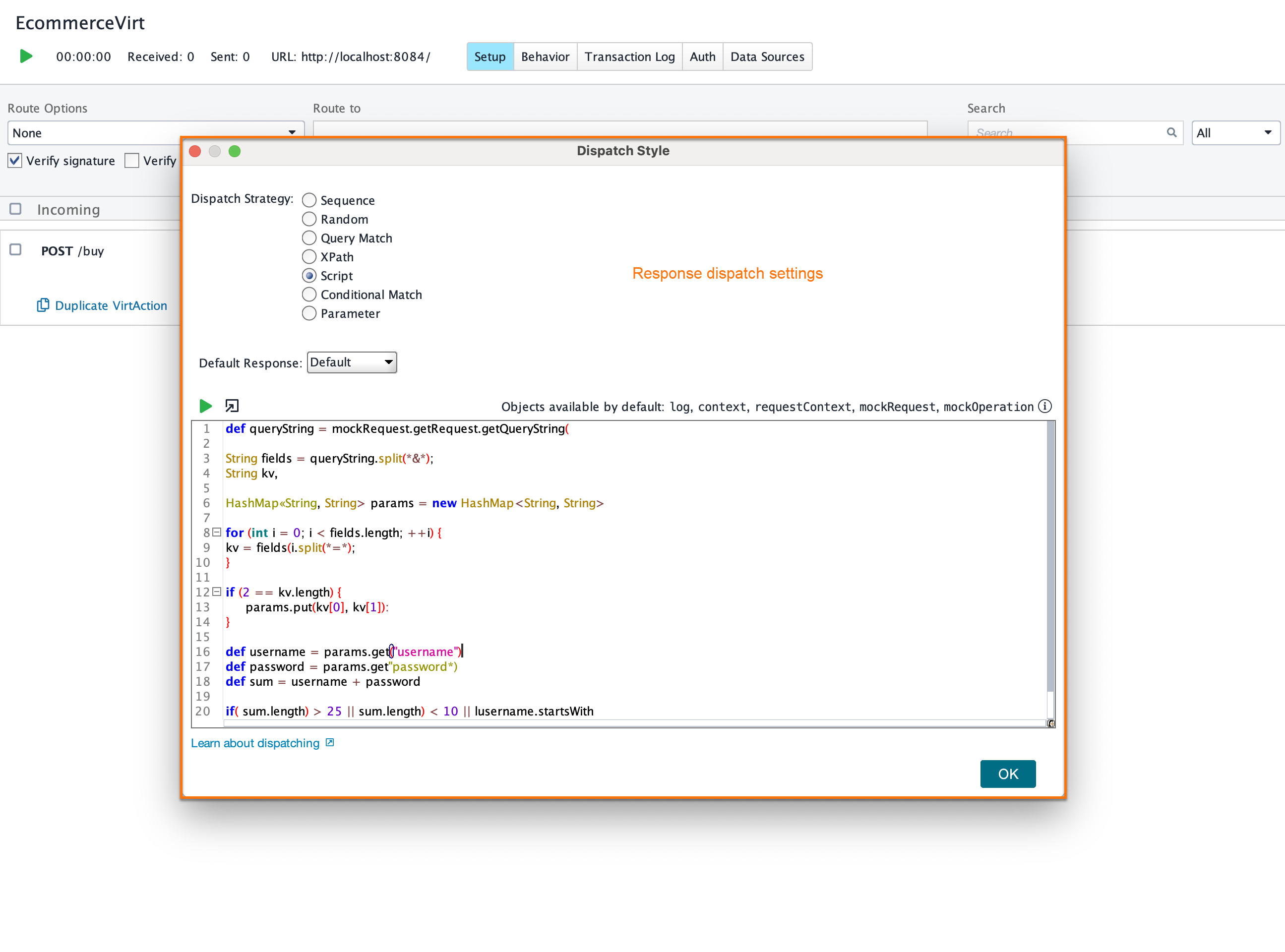 Service virtualization and API testing: Response dispatch settings Service virtualization and API testing: Response dispatch settings
