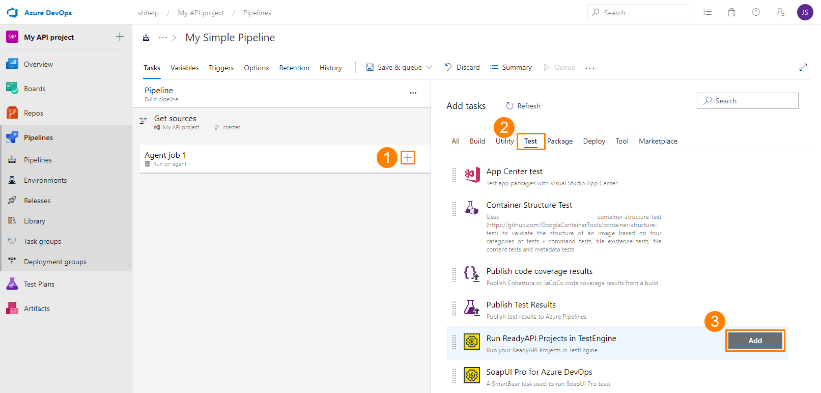 Add a Run ReadyAPI projects in TestEngine task Add a Run ReadyAPI projects in TestEngine task