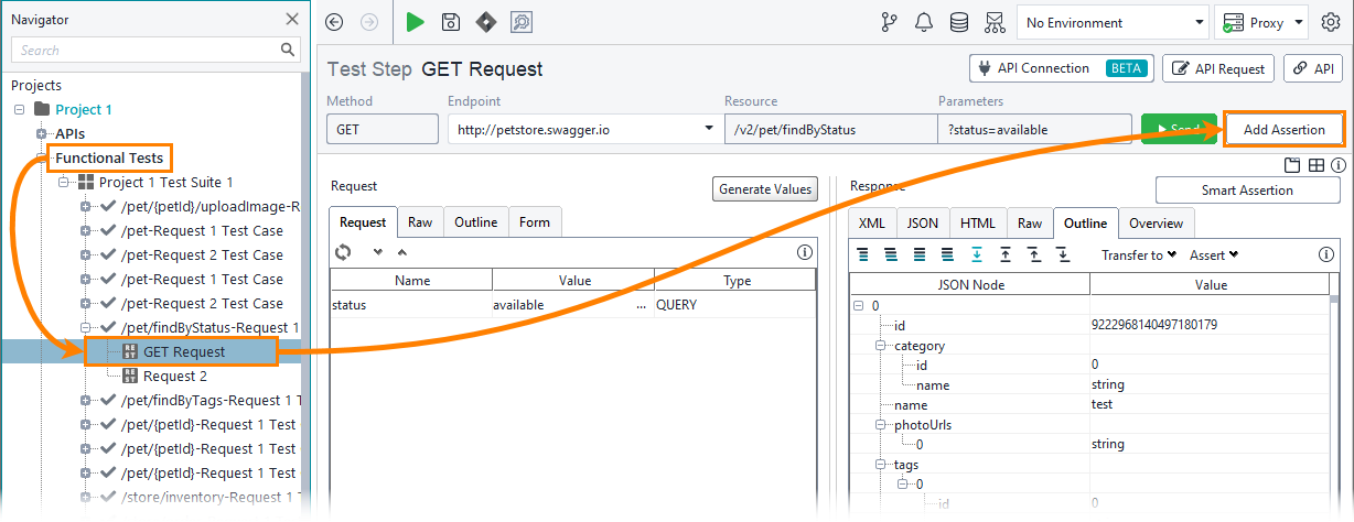 Validating results of functional web service tests: Select a request Validating results of functional web service tests: Select a request