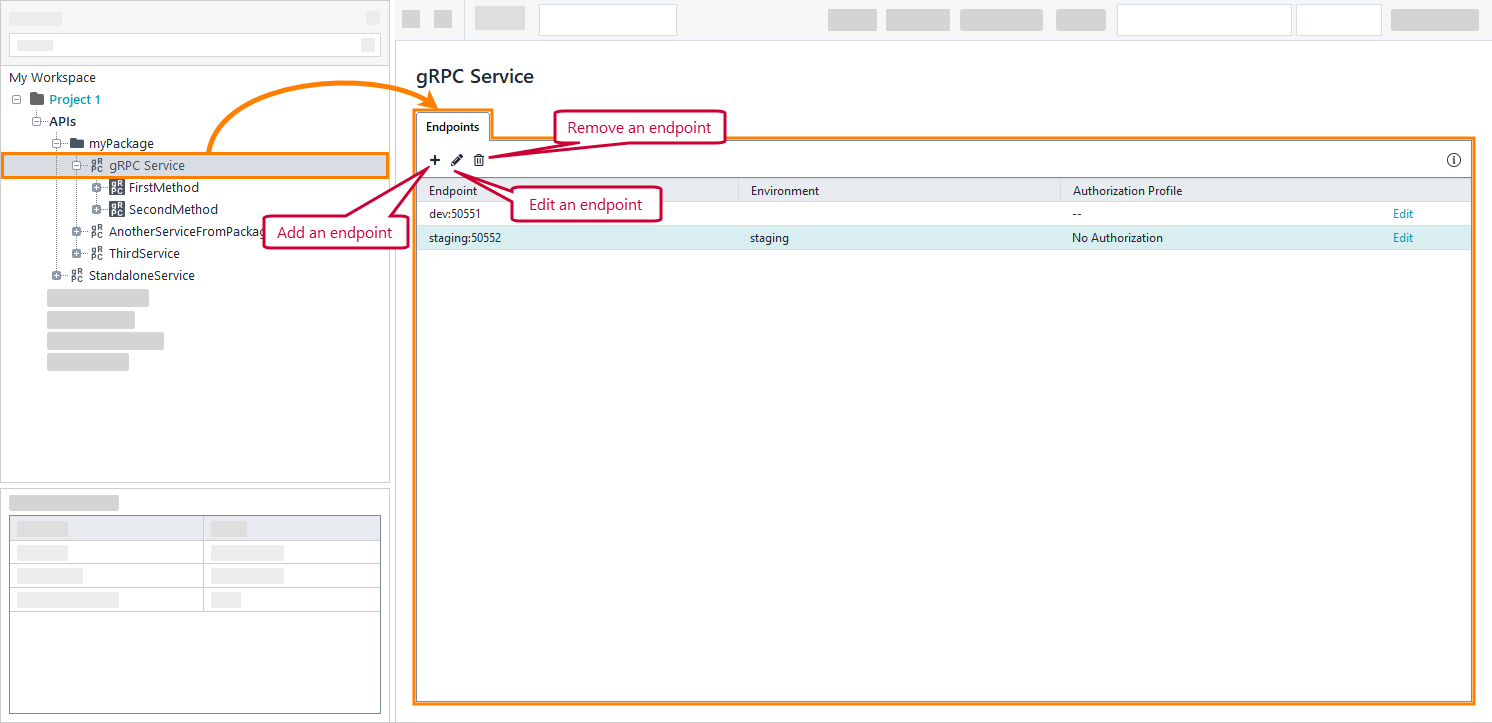 Testing gRPC APIs in ReadyAPI: The Endpoints page Testing gRPC APIs in ReadyAPI: The Endpoints page