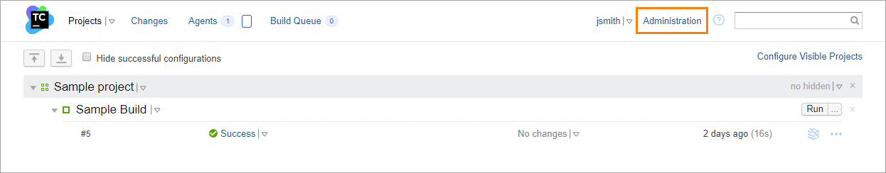 TeamCity: The Administration button