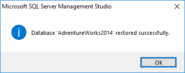 SQL Server Management Studio: Restoration finished