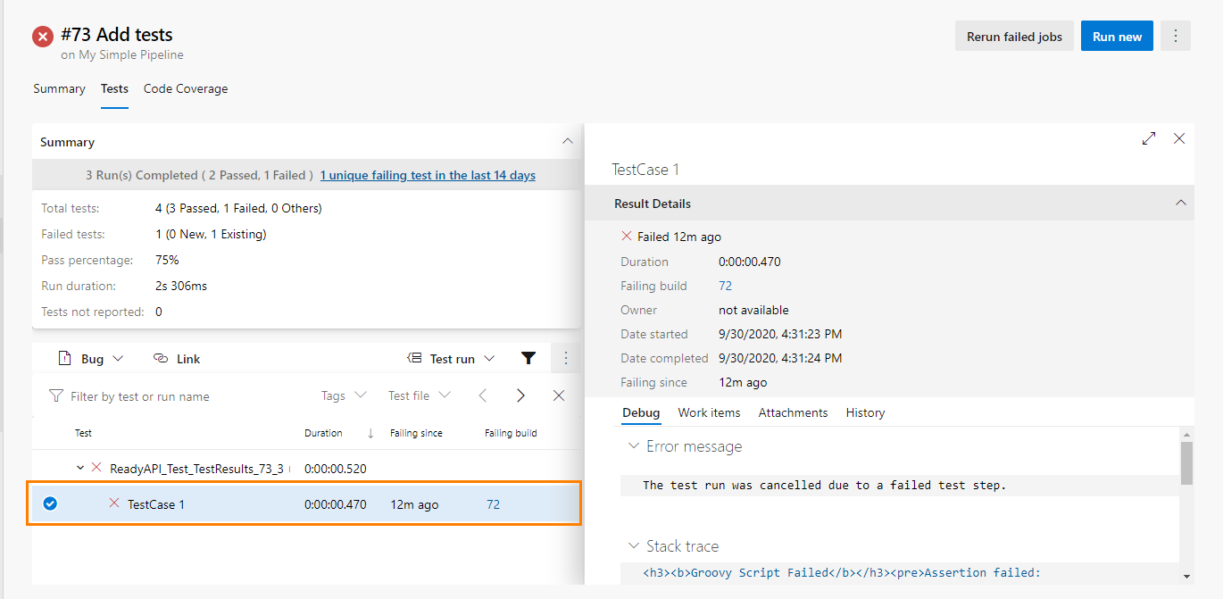 Detailed test results
