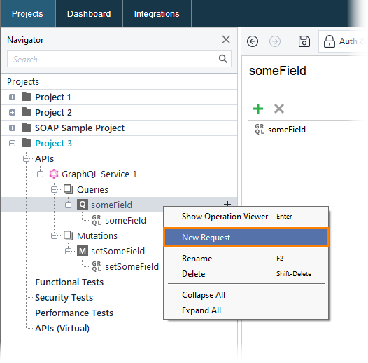 GraphQL testing: Add GraphQL resource via context menu