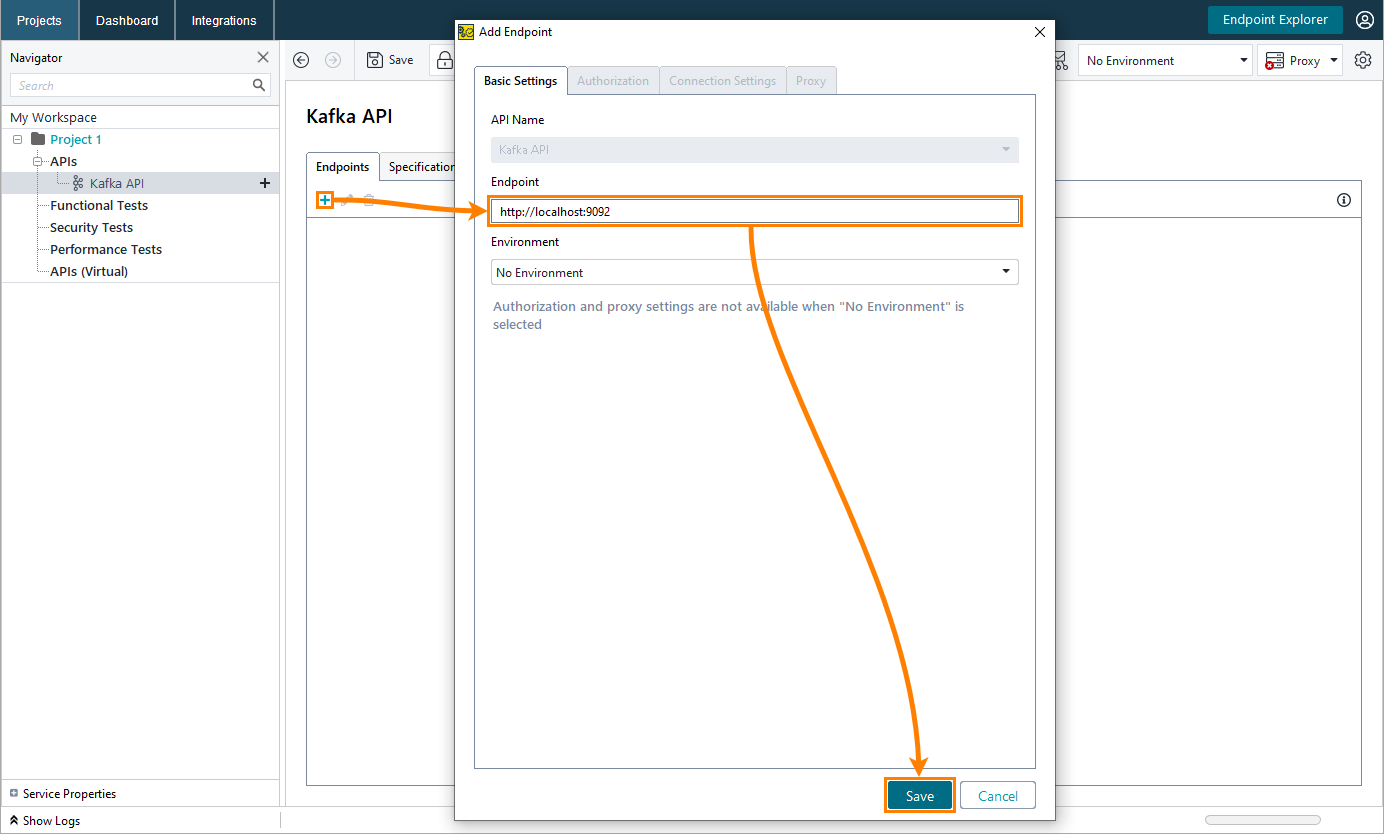 Kafka testing in ReadyAPI: Specifying endpoint