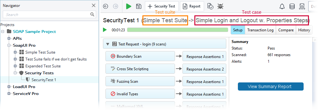 ReadyAPI: Test suite and test case names