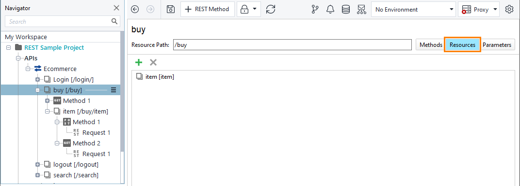The REST Resources page The REST Resources page