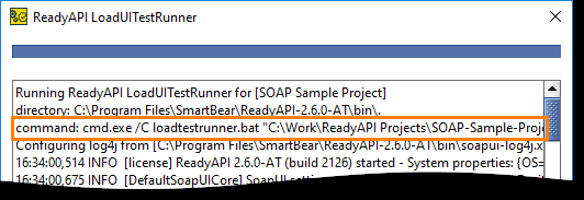 The command line in the test log