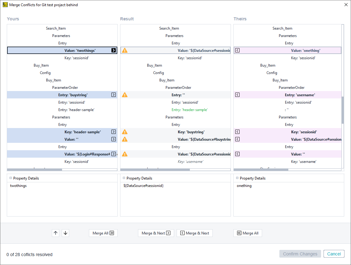 Resolve conflicts when pulling