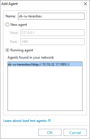 API distributed load testing with ReadyAPI: The Add Agent Dialog